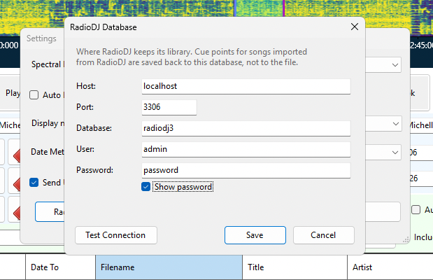 Fill in your RadioDJ details and press Test Connection.
